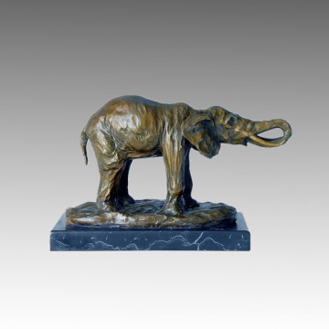 Animal Bronze Sculpture Elephant Carving Brass Statue Tpal-106